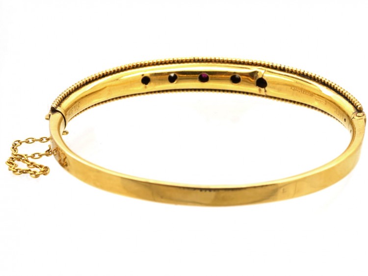 Victorian 15ct Gold, Diamond & Ruby Bangle