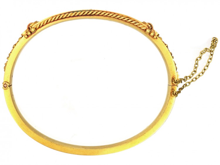 Victorian 15ct Gold Five Stone Diamond Bangle
