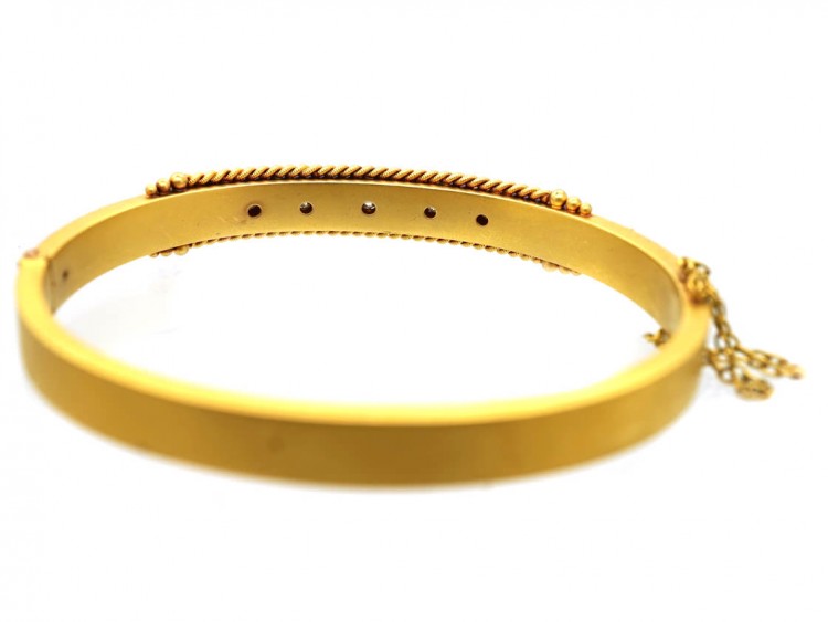 Victorian 15ct Gold Five Stone Diamond Bangle