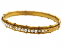 Victorian Diamond & Natural Split Pearl Bangle