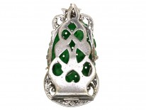 Art Deco 18ct White Gold, Jade & Rose Diamond Clip