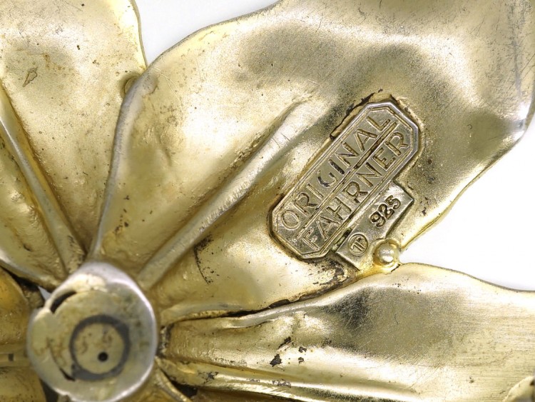 Theodor Fahrner Silver Gilt & Marcasite Flower Brooch