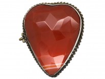 Scottish Silver & Faceted Carnelian Heart Brooch