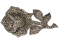 Silver & Marcasite Rose Brooch