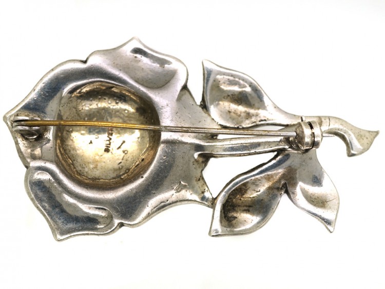 Silver & Marcasite Rose Brooch