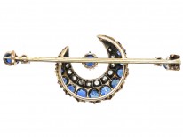 Victorian Sapphire & Diamond Crescent Brooch