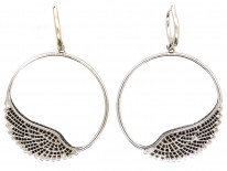 18ct White Gold & Black Diamond Wing Earrings By Garrards
