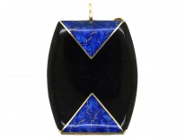 Art Deco 14ct Gold, Blue & Black Enamel Locket