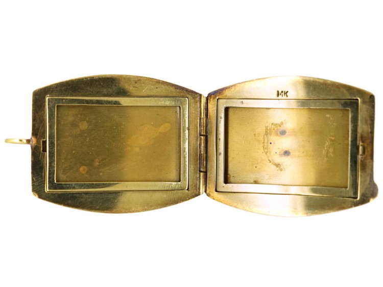 Art Deco 14ct Gold, Blue & Black Enamel Locket