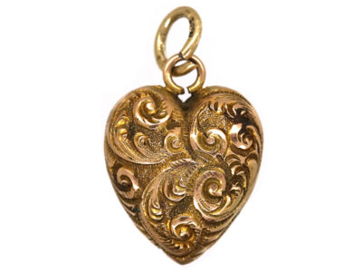 Victorian 9ct Gold Ornate Gold Heart Pendant