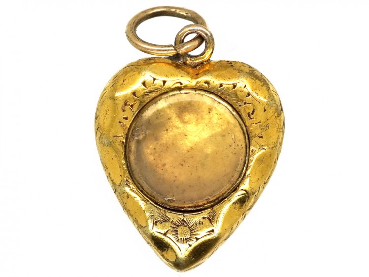 Late Georgian 15ct Gold & Turquoise Heart Shaped Forget Me Not Pendant