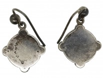 Victorian Silver & Gold Overlay Rose Motif Drop Earrings