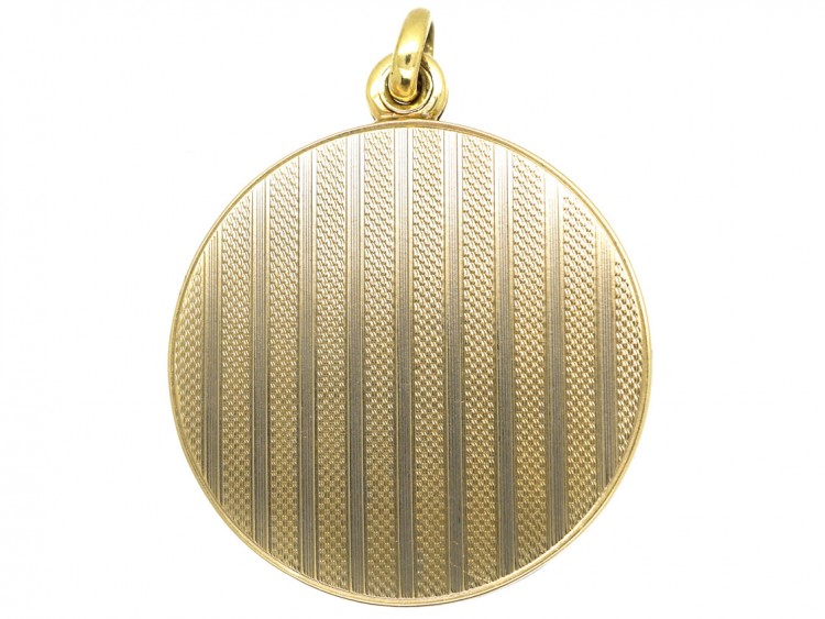 Austrian Art Deco Two Colour Gold Round Locket Set With Sapphire & Diamonds