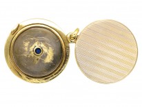 Austrian Art Deco Two Colour Gold Round Locket Set With Sapphire & Diamonds
