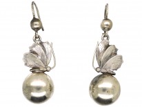 Victorian Silver Butterfly Drop Earrings