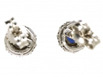Art Deco Platinum, Sapphire & Diamond Cluster Earrings