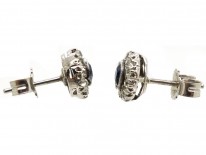 Art Deco Platinum, Sapphire & Diamond Cluster Earrings