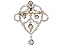 French Art Nouveau Platinum & Diamond Brooch