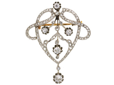 French Art Nouveau Platinum & Diamond Brooch French Art Nouveau Platinum & Diamond Brooch