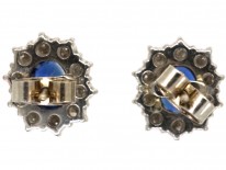Sapphire & Diamond Oval Cluster Earrings