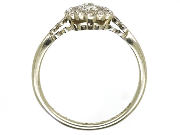 Art Deco 18ct Gold & Platinum, Diamond Rectangular Ring With Diamond Shoulders