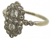 Art Deco 18ct Gold & Platinum, Diamond Rectangular Ring With Diamond Shoulders