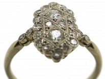 Art Deco 18ct Gold & Platinum, Diamond Rectangular Ring With Diamond Shoulders