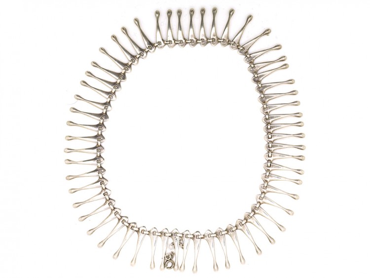 Scandinavian Silver Fringe Necklace