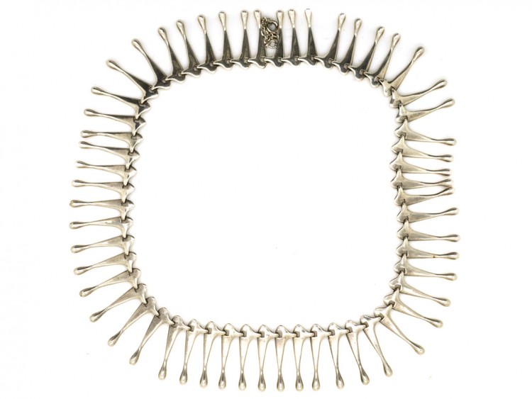 Scandinavian Silver Fringe Necklace