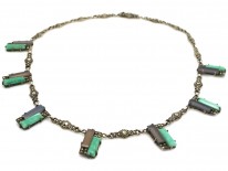 Art Deco Silver, Amazonite & Marcasite Necklace