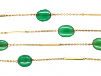 Edwardian 9ct Gold & Chalcedony Long Chain