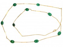 Edwardian 9ct Gold & Chalcedony Long Chain