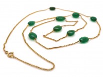Edwardian 9ct Gold & Chalcedony Long Chain