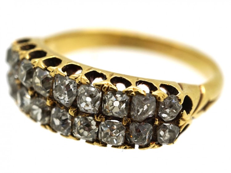 Victorian 18ct Gold Double Row Diamond Ring