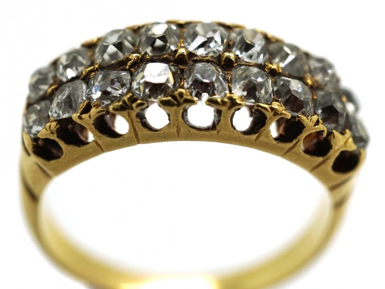 Victorian 18ct Gold Double Row Diamond Ring