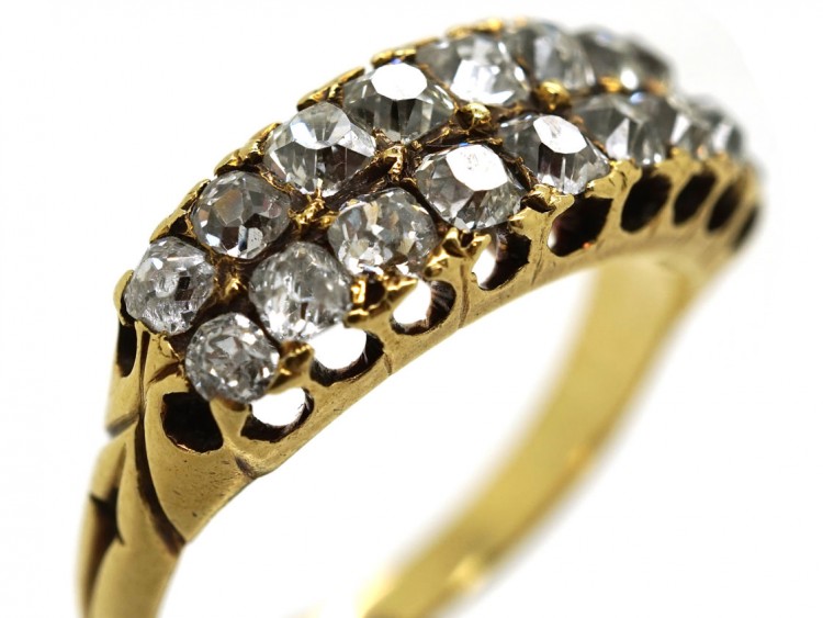 Victorian 18ct Gold Double Row Diamond Ring