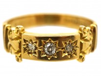 Edwardian 18ct Gold Three Stone Diamond Gypsy Ring