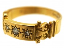 Edwardian 18ct Gold Three Stone Diamond Gypsy Ring