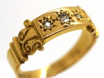 Edwardian 18ct Gold Three Stone Diamond Gypsy Ring