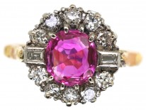 Art Deco Pink Sapphire & Diamond Ring