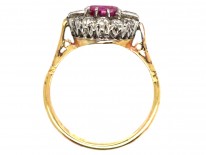 Art Deco Pink Sapphire & Diamond Ring