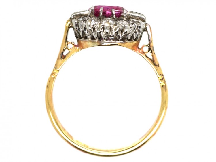 Art Deco Pink Sapphire & Diamond Ring