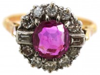Art Deco Pink Sapphire & Diamond Ring