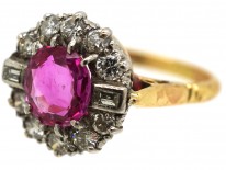 Art Deco Pink Sapphire & Diamond Ring