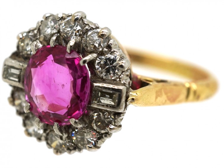 Art Deco Pink Sapphire & Diamond Ring