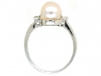 18ct White Gold Pearl & Diamond Ring