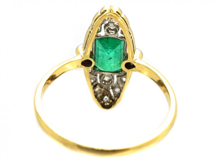 Art Deco Emerald & Diamond Marquise Ring
