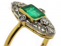 Art Deco Emerald & Diamond Marquise Ring
