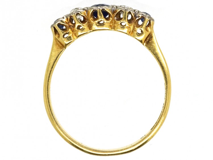 18ct Gold & Platinum, Sapphire & Diamond Five Stone Ring