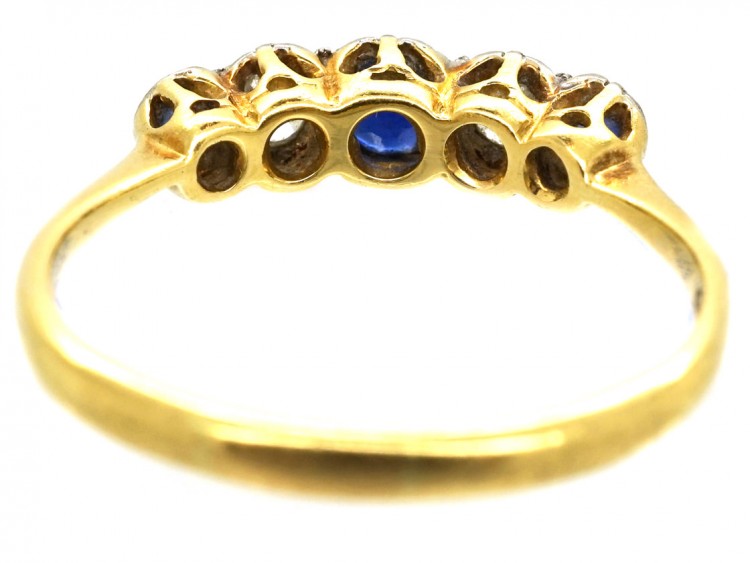 18ct Gold & Platinum, Sapphire & Diamond Five Stone Ring